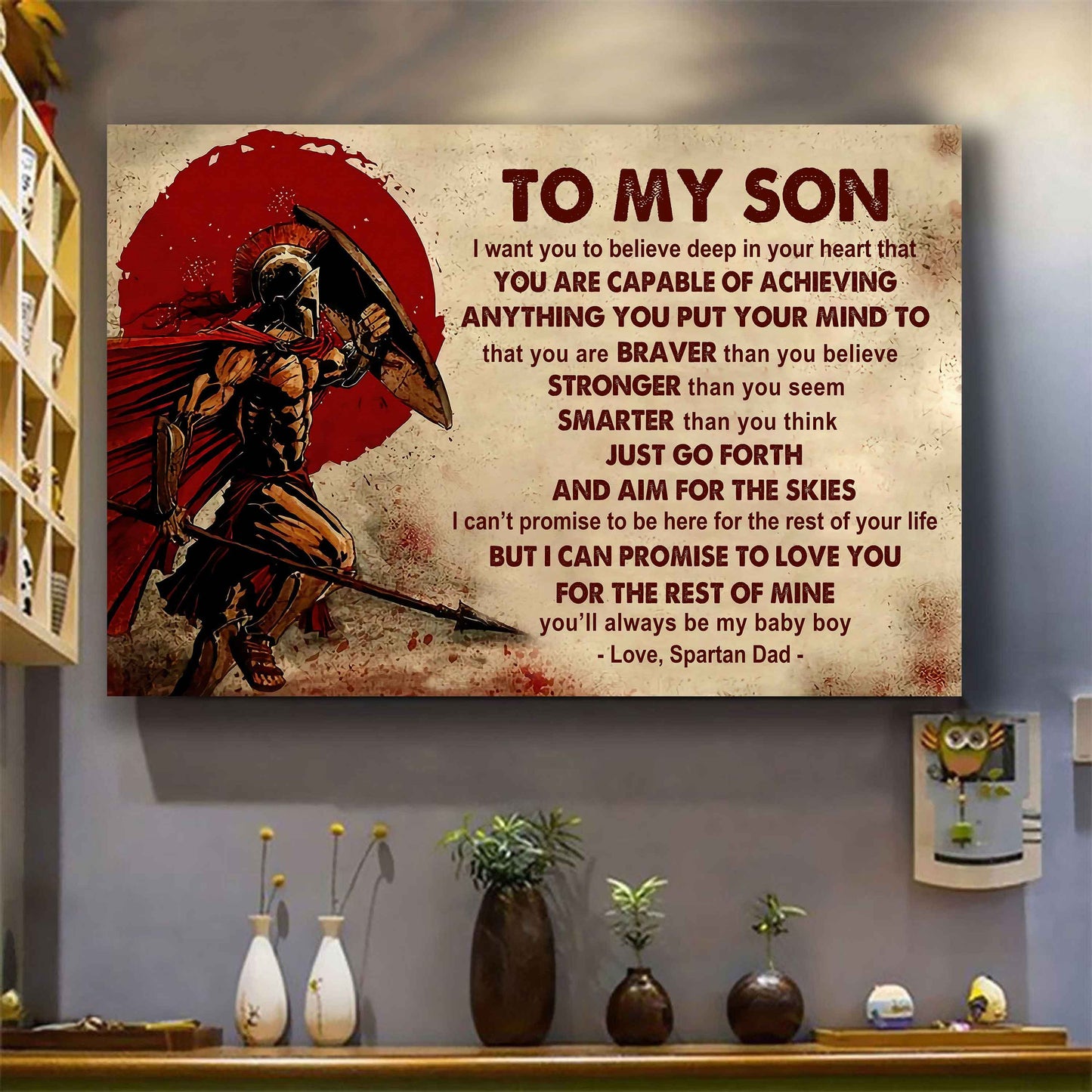 New Version Warrior Poster Canvas Just Go Forth And Aim For The Skies From Dad To Son Gift For Your Son Motivational Quotes