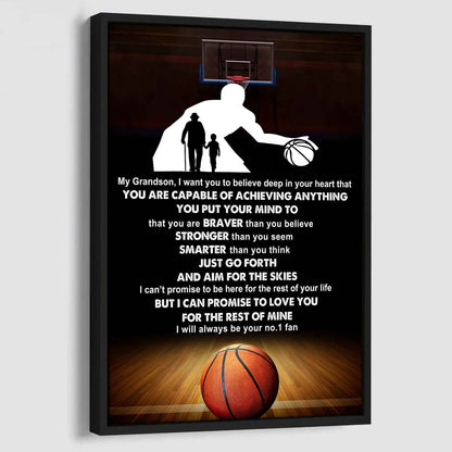 Tennis Poster Canvas Grandpa To Grandson - That You Are Braver Than You Believe You Are Capable Of I Will Always Your No 1 Fan