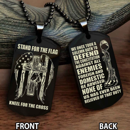 Soldier Personalized Double Sided Dog Tag-Army Veteran-Defend the Constitution