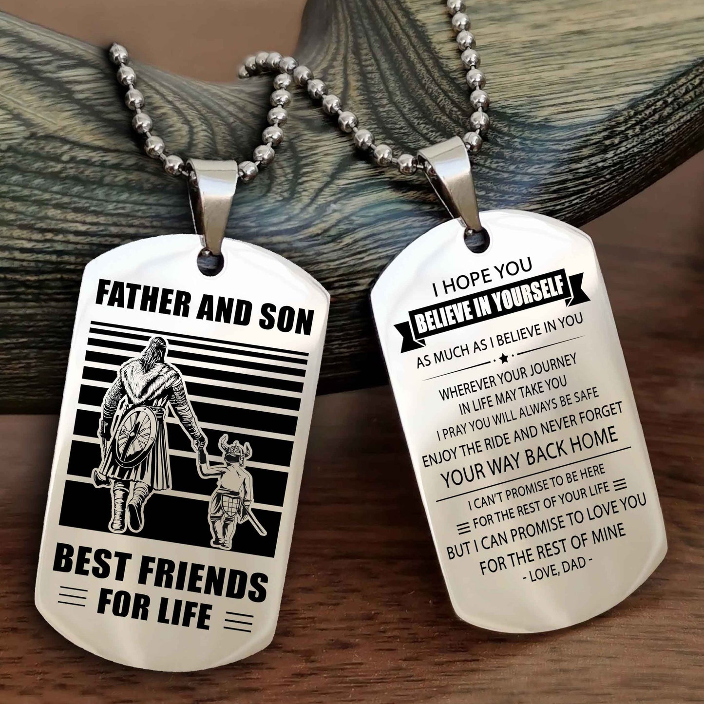 New Viking Double Side Dog Tag Father And Son Best Friends For Life From Dad To Son With Message On The Back Gift For Your Son