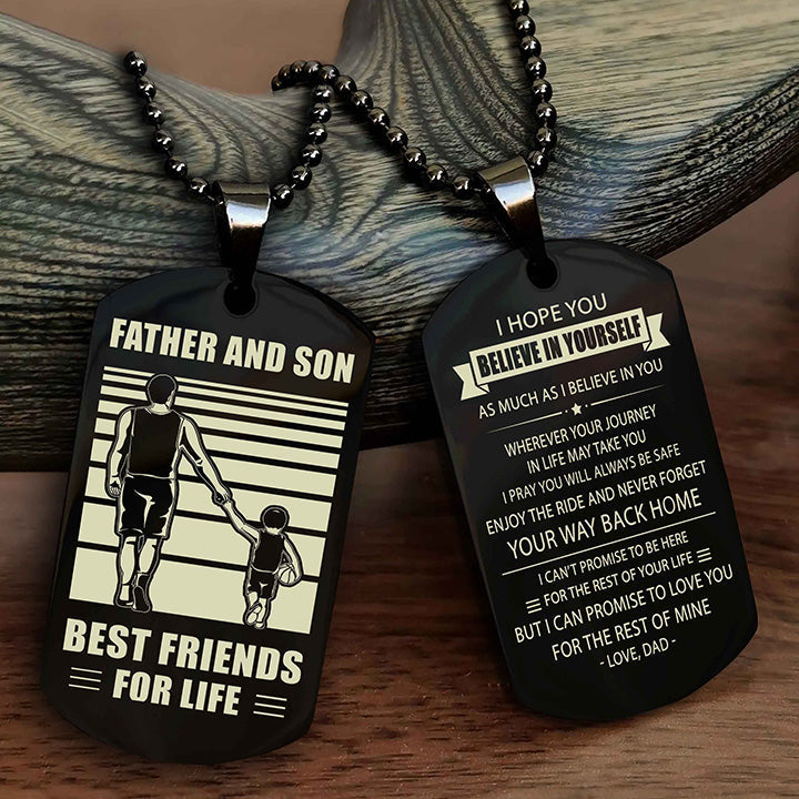 Knight Templar Personalized Double Sided Dog Tag Black To My Son I Love You - Enjoy The Ride And Never Forget Your Way Back Home From