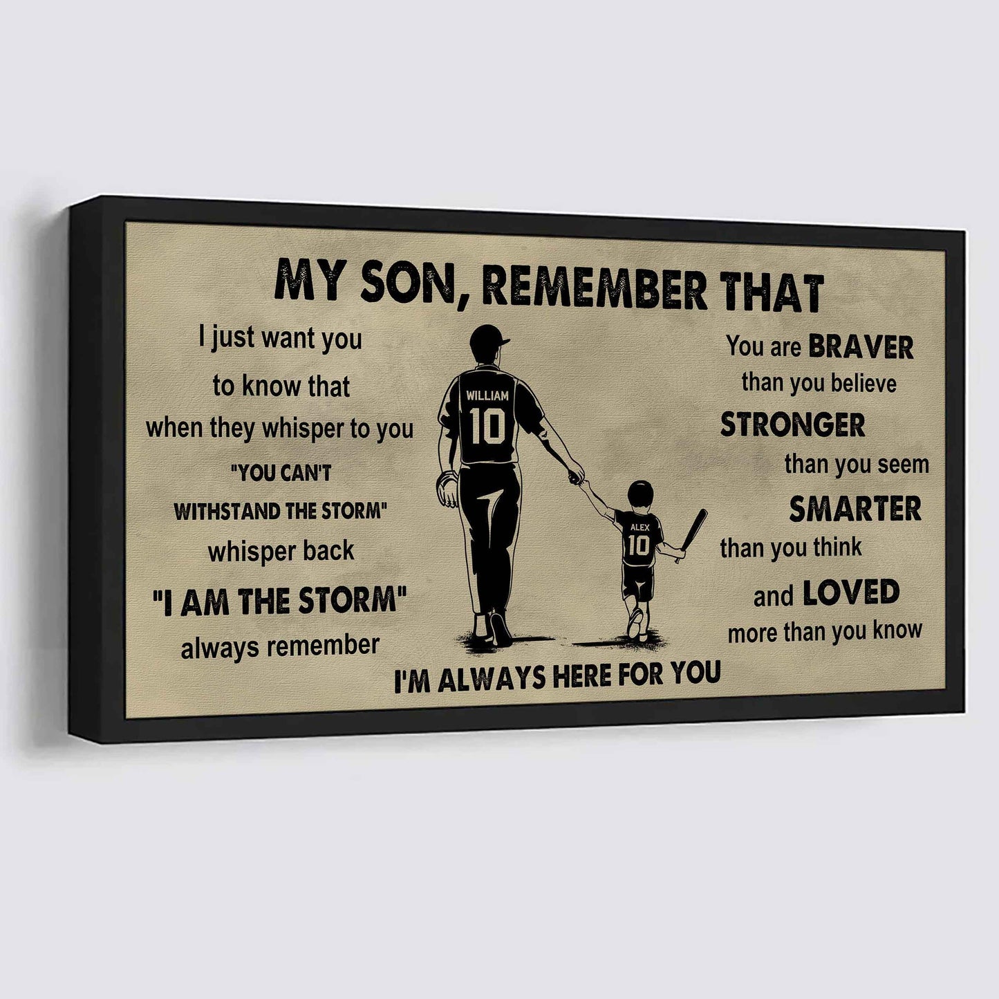Personalized Sport Poster Canvas -  My Son Remember That Whisper Back I Am The Storm