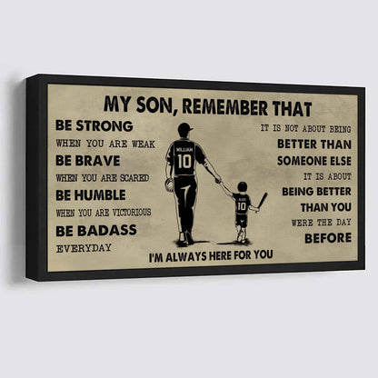 Personalized Sport Poster Canvas - My Son Remember That Be Strong When You Are Weak Be Badass Everyday