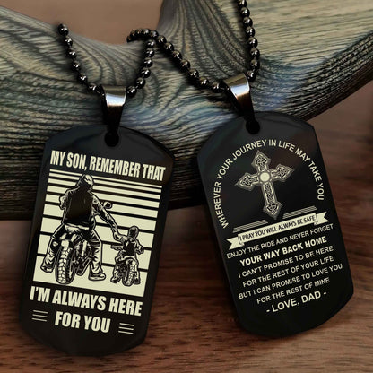 Knight Templar Cross Double Sided Dog Tag My Son Remember That - Gift For Son Enjoy The Ride Never Forget Your Way Back Home