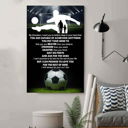 Tennis Poster Canvas Grandpa To Grandson - That You Are Braver Than You Believe You Are Capable Of I Will Always Your No 1 Fan