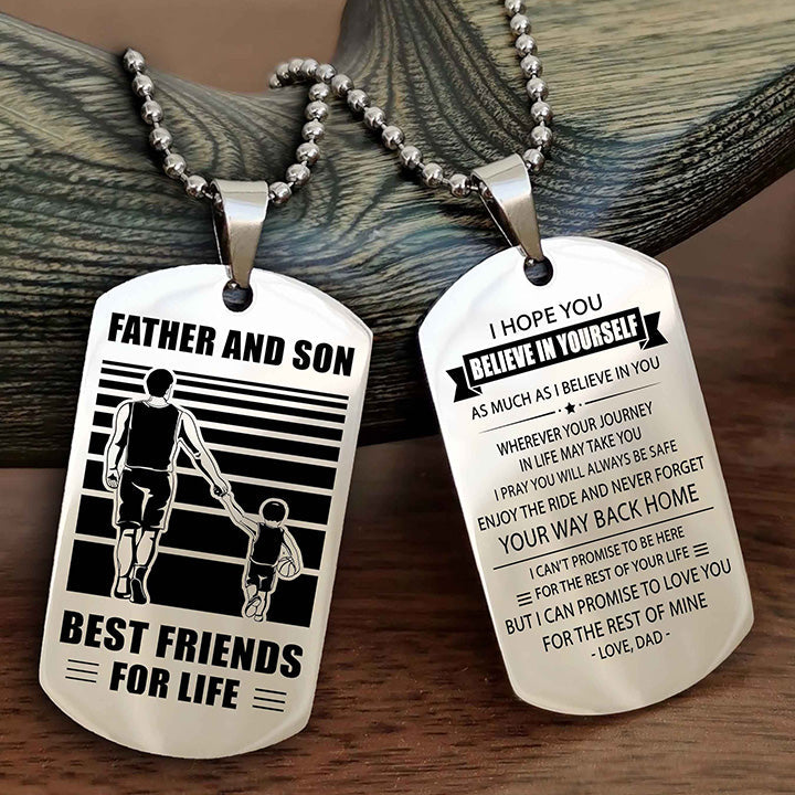 Knight Templar Personalized Double Sided Dog Tag Black To My Son I Love You - Enjoy The Ride And Never Forget Your Way Back Home From