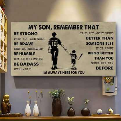 Personalized DRB Poster Canvas - My Son Remember That Be Strong When You Are Weak Be Badass Everyday