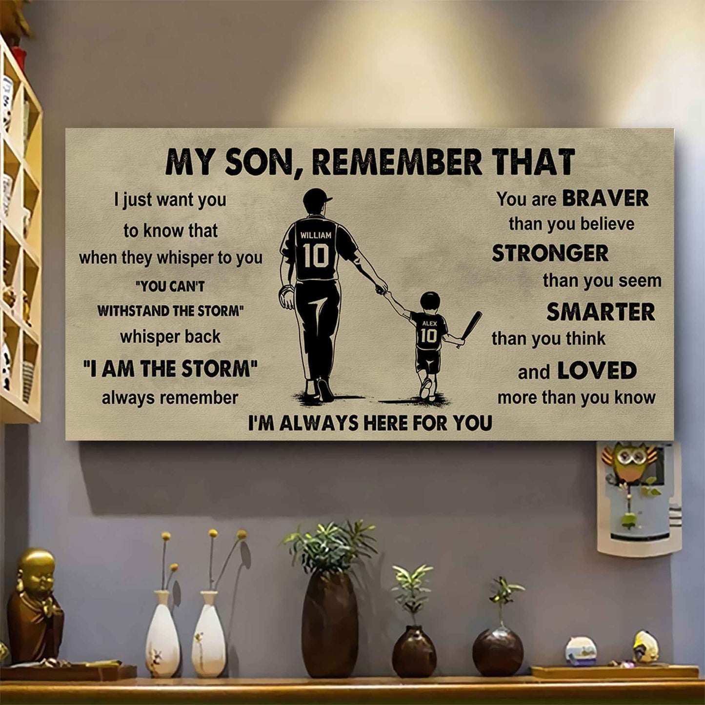 Personalized Sport Poster Canvas -  My Son Remember That Whisper Back I Am The Storm