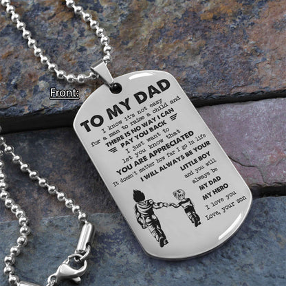 Personalized DRB One Side Dog Tag To My Dad I Know It's Not Easy - I Will Always Be Your Little Boy Gift From Son To Dad Father's Day Gift