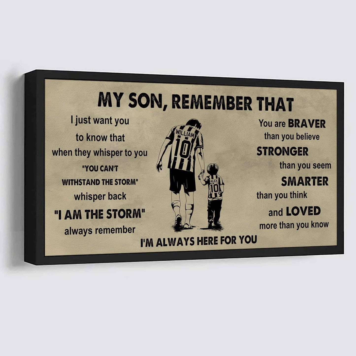 Personalized Sport Poster Canvas -  My Son Remember That Whisper Back I Am The Storm