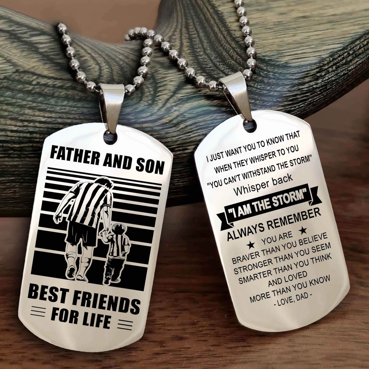 Knight Templar Personalized Double Sided Dog Tag Silver To My Son I Love You - Whisper Back I'm The Storm