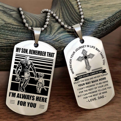 Knight Templar Cross Double Sided Dog Tag My Son Remember That - Gift For Son Enjoy The Ride Never Forget Your Way Back Home