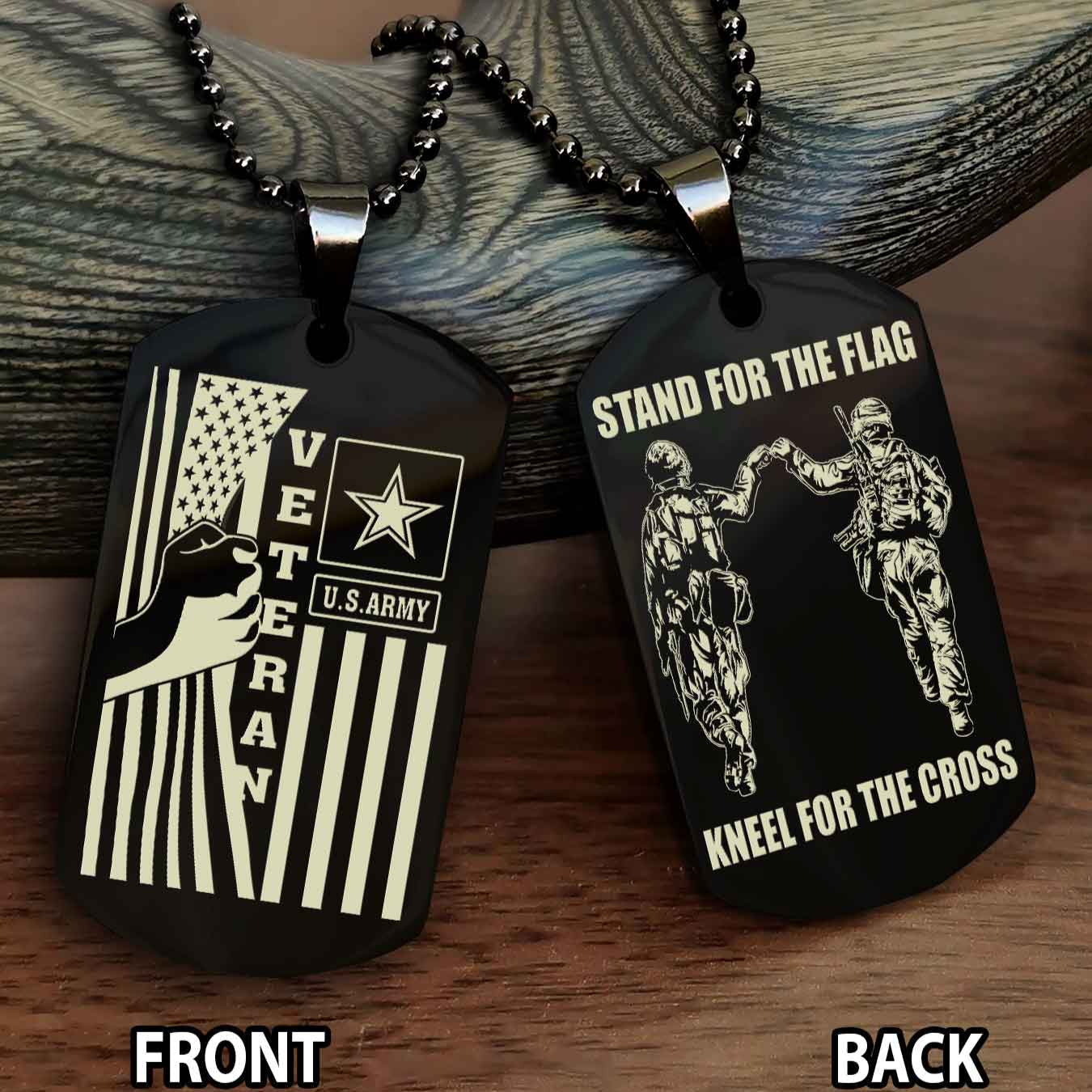 Soldier Personalized Double Sided Dog Tag-Army Veteran-Defend the Constitution