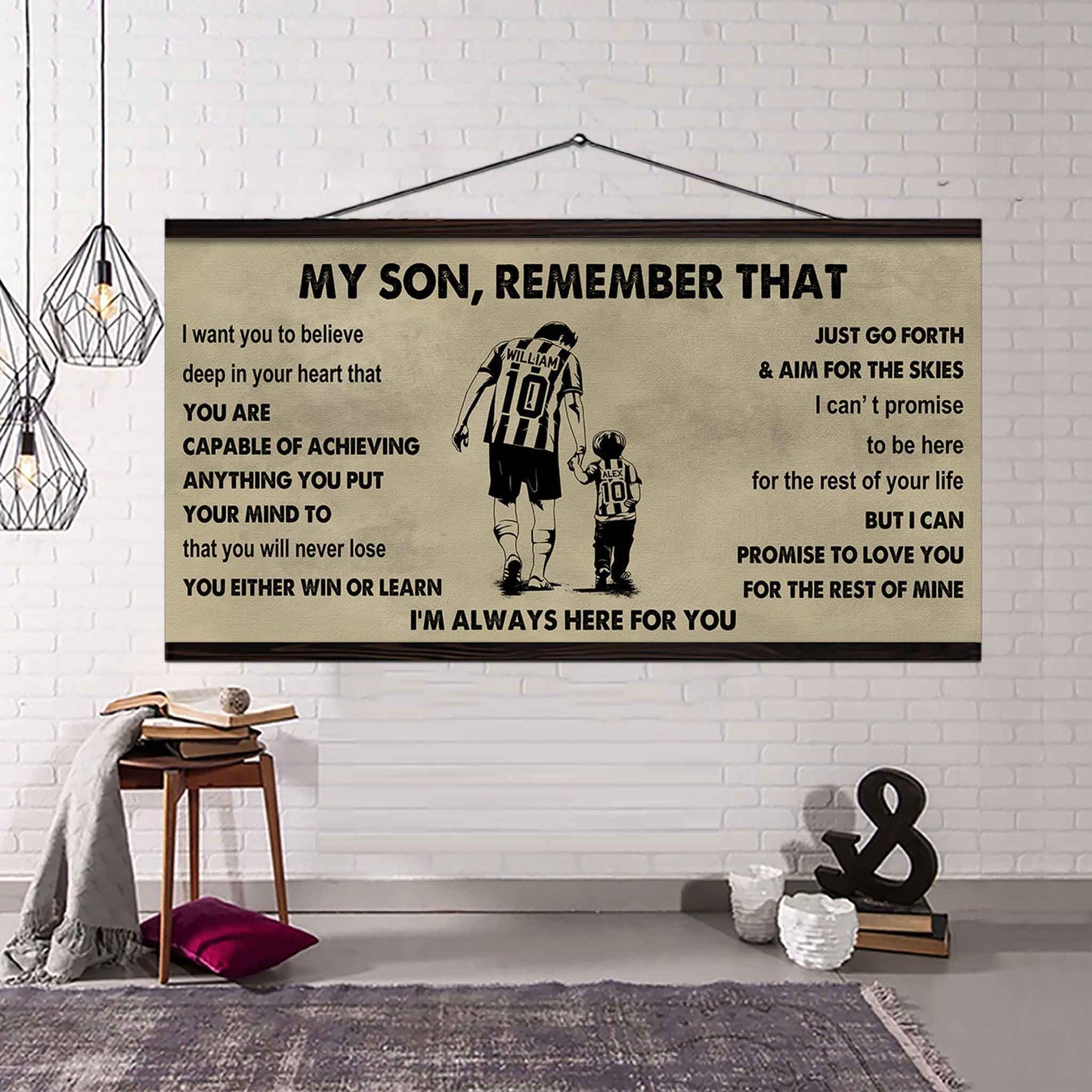 Personalized Sport Poster Canvas -  My Son Remember That You Will Never Lose You Either Win Or Learn