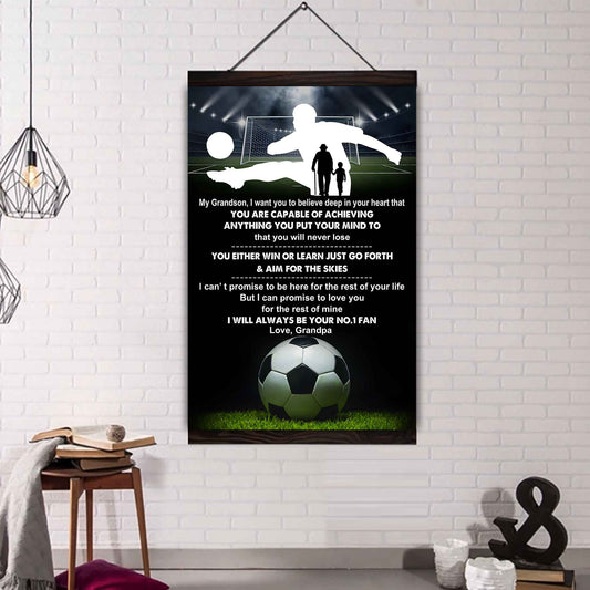 Baseball Poster Canvas Granpa To Grandson - That You Will Never Lose You Either Win Or Learn I Will Always Your No 1 Fan