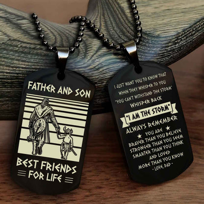 New Viking Double Side Dog Tag Father And Son Best Friends For Life From Dad To Son With Message On The Back Gift For Your Son