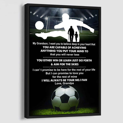 Tennis Poster Canvas Granpa To Grandson - That You Will Never Lose You Either Win Or Learn I Will Always Your No 1 Fan