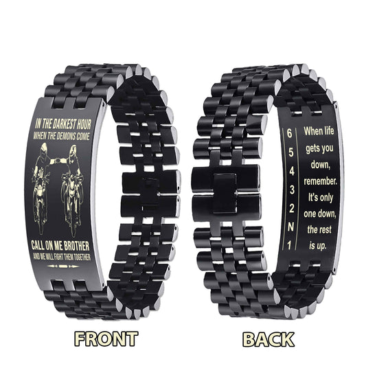 Biker double side bracelet dad to son, When life gets you down, remember. It’s only one down, the rest is up.