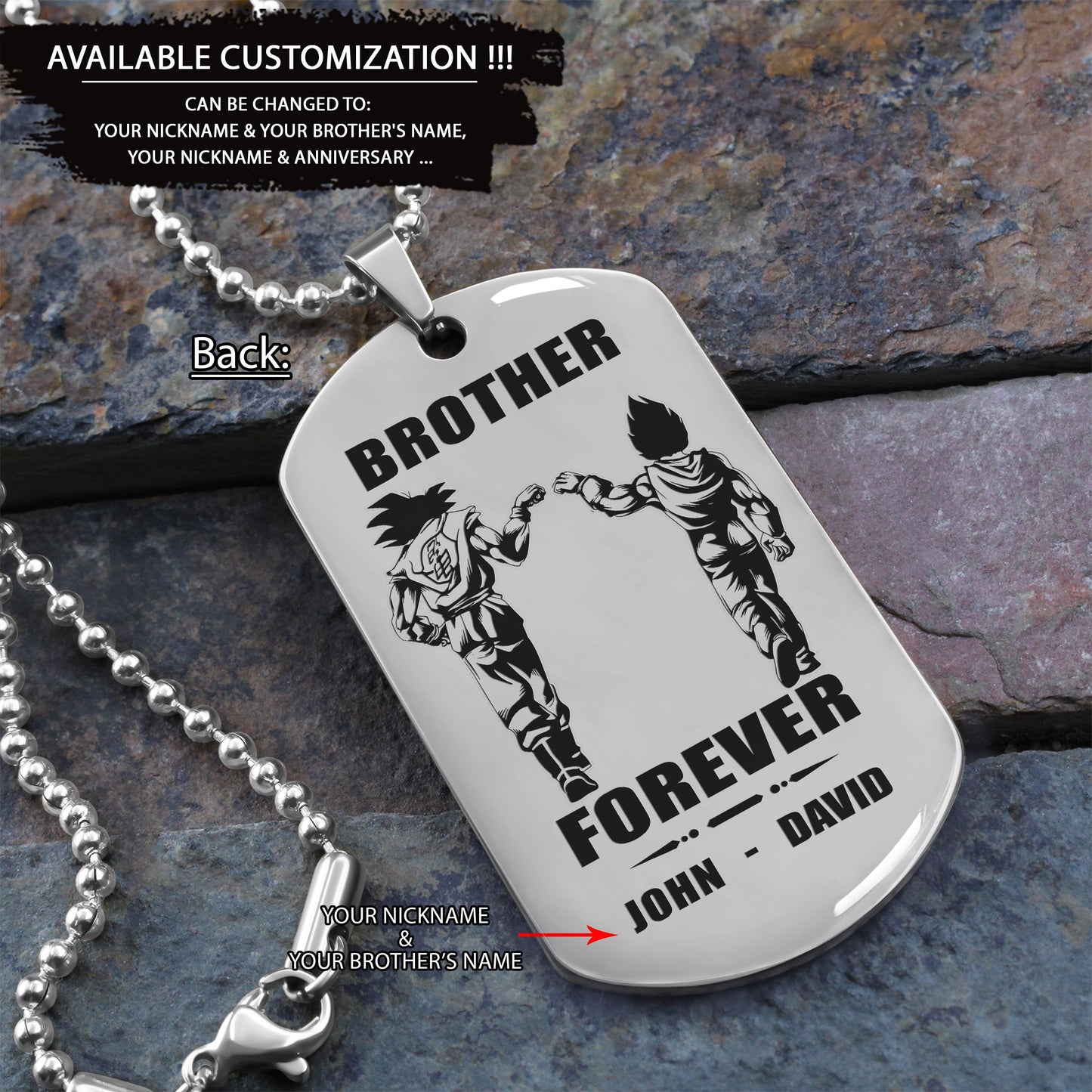 Samurai Call on me brother engraved white dog tag double sided. gift for brothers