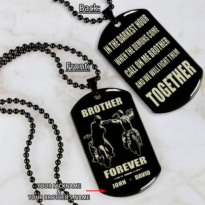 Samurai Call on me brother engraved white dog tag double sided. gift for brothers
