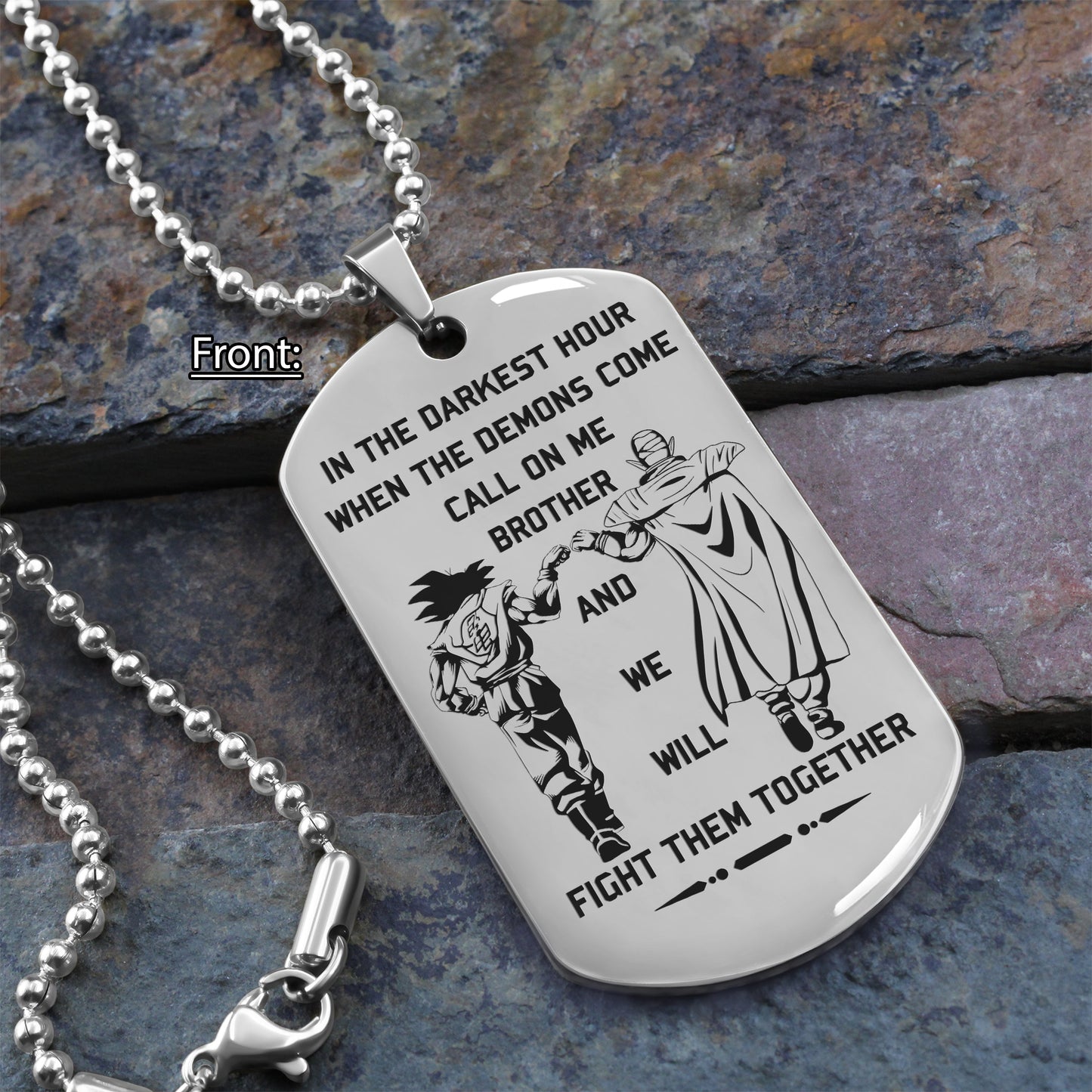 Samurai Customizable engraved brother dog tag gift from brother, In the darkest hour, When the demons come call on me brother and we will fight them together