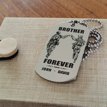 Samurai Call on me brother engraved white dog tag double sided. gift for brothers