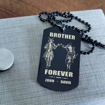 Samurai Call on me brother engraved white dog tag double sided. gift for brothers
