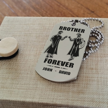 Samurai Call on me brother engraved white dog tag double sided. gift for brothers