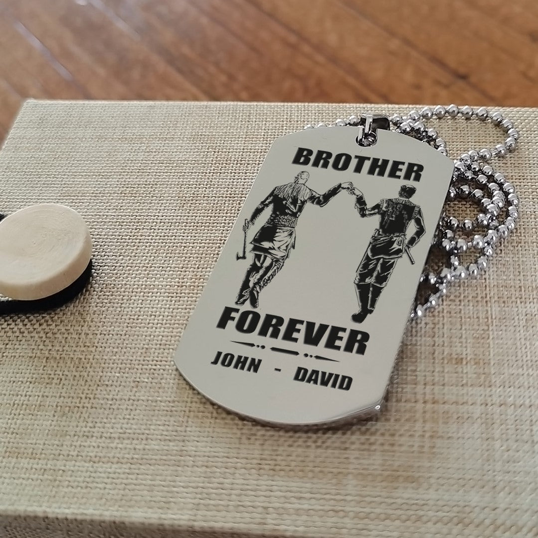 Samurai Call on me brother engraved white dog tag double sided. gift for brothers
